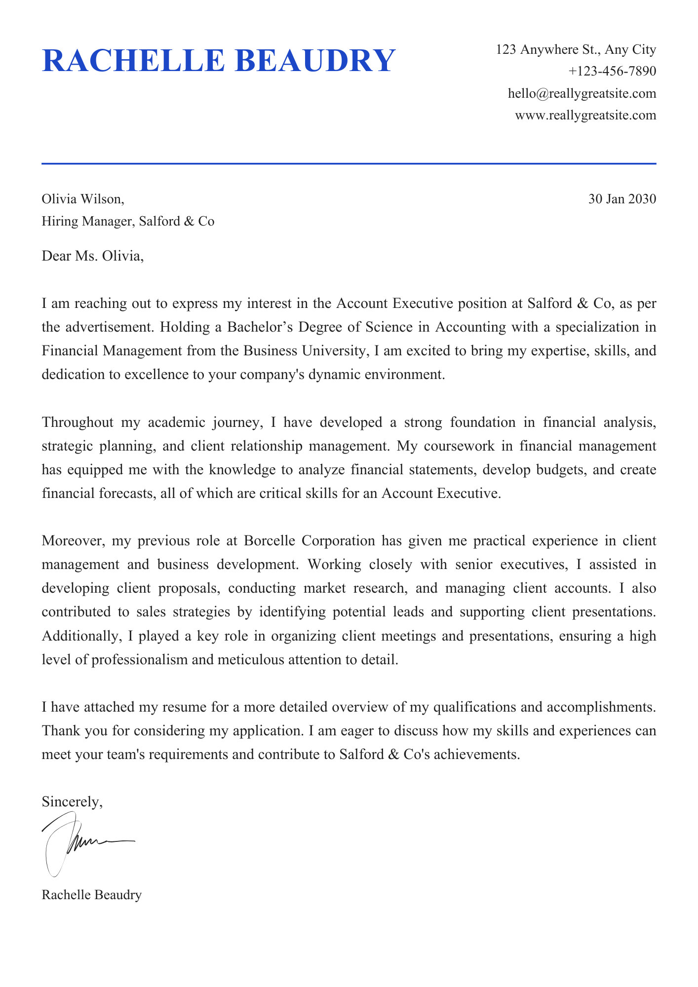 Clean and Professional Cover Letter template