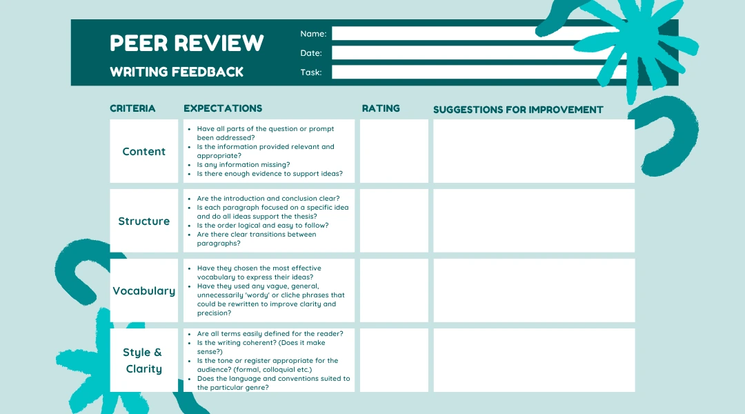 peer review feedback template