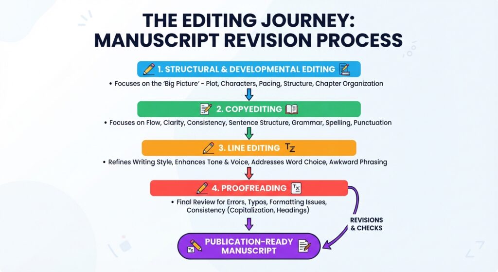 step by step manuscript editing proofreading workflow
