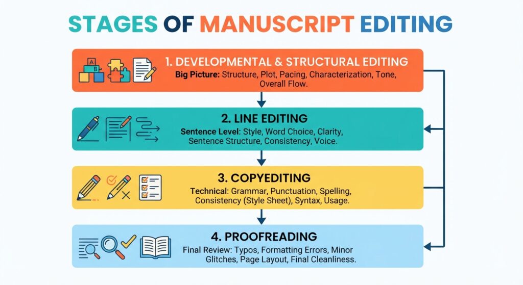 step by step manuscript editing proofreading workflow
