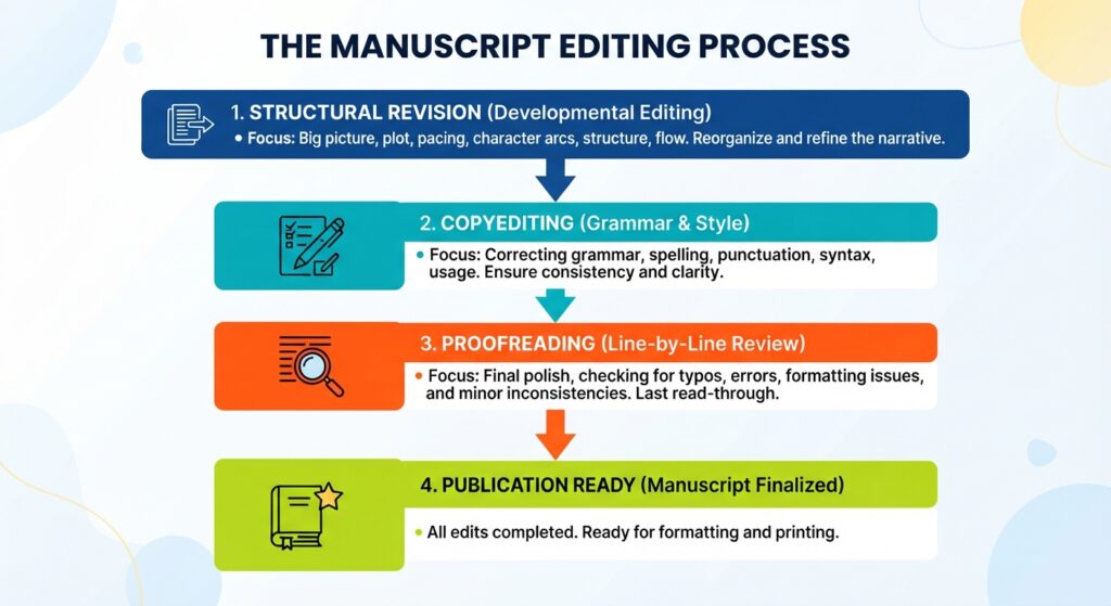 step by step manuscript editing proofreading workflow