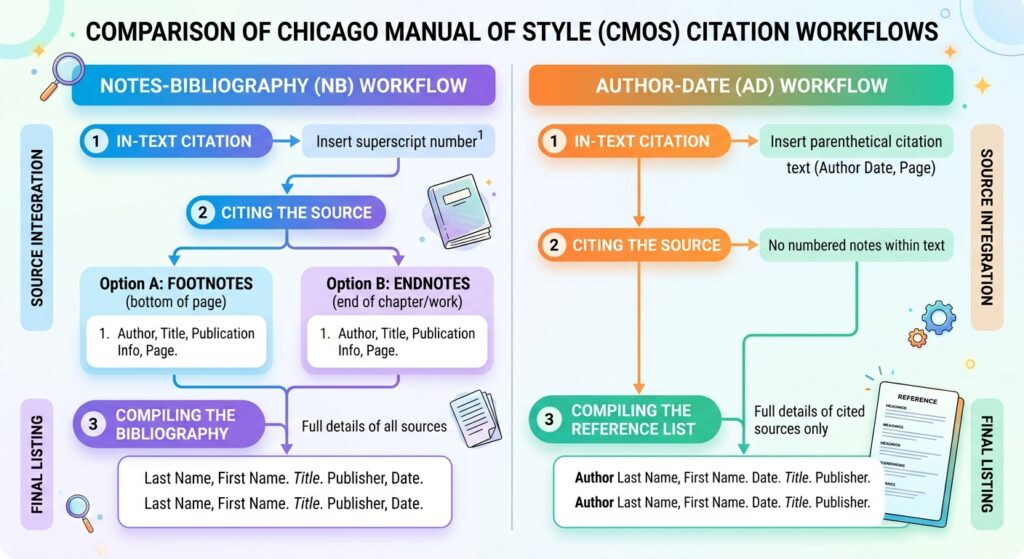 chicago notes bibliography vs author date citation workflow