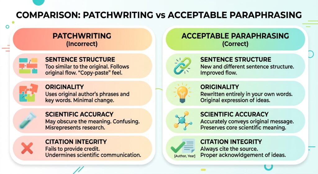 patchwriting vs acceptable paraphrasing