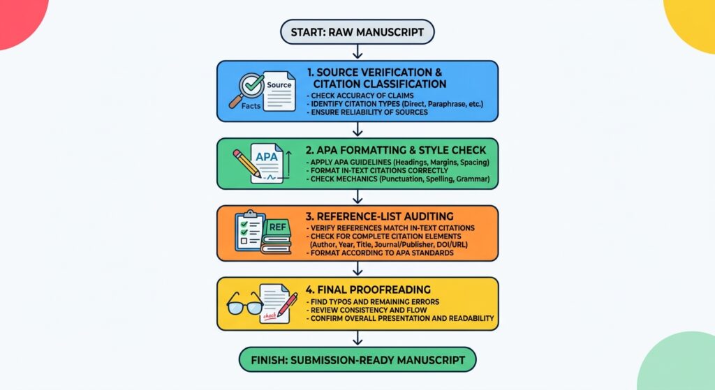 step by step manuscript editing proofreading workflow