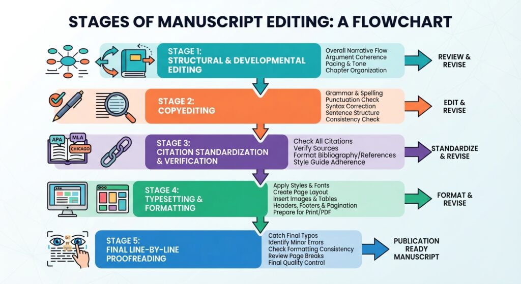 step by step manuscript editing and proofreading workflow