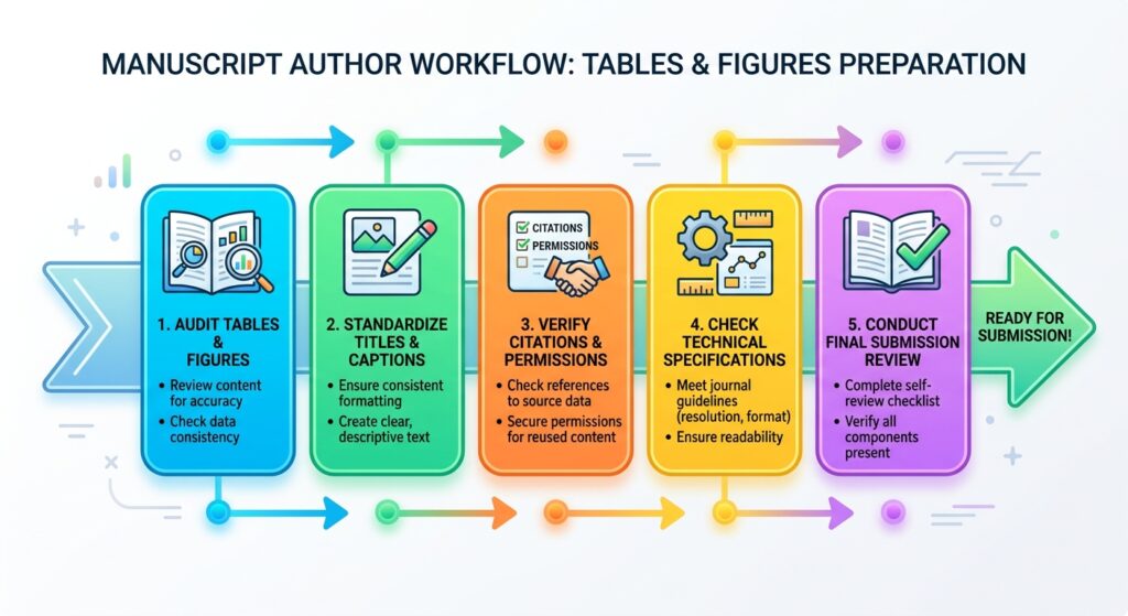 workflow showing manuscript authors auditing tables